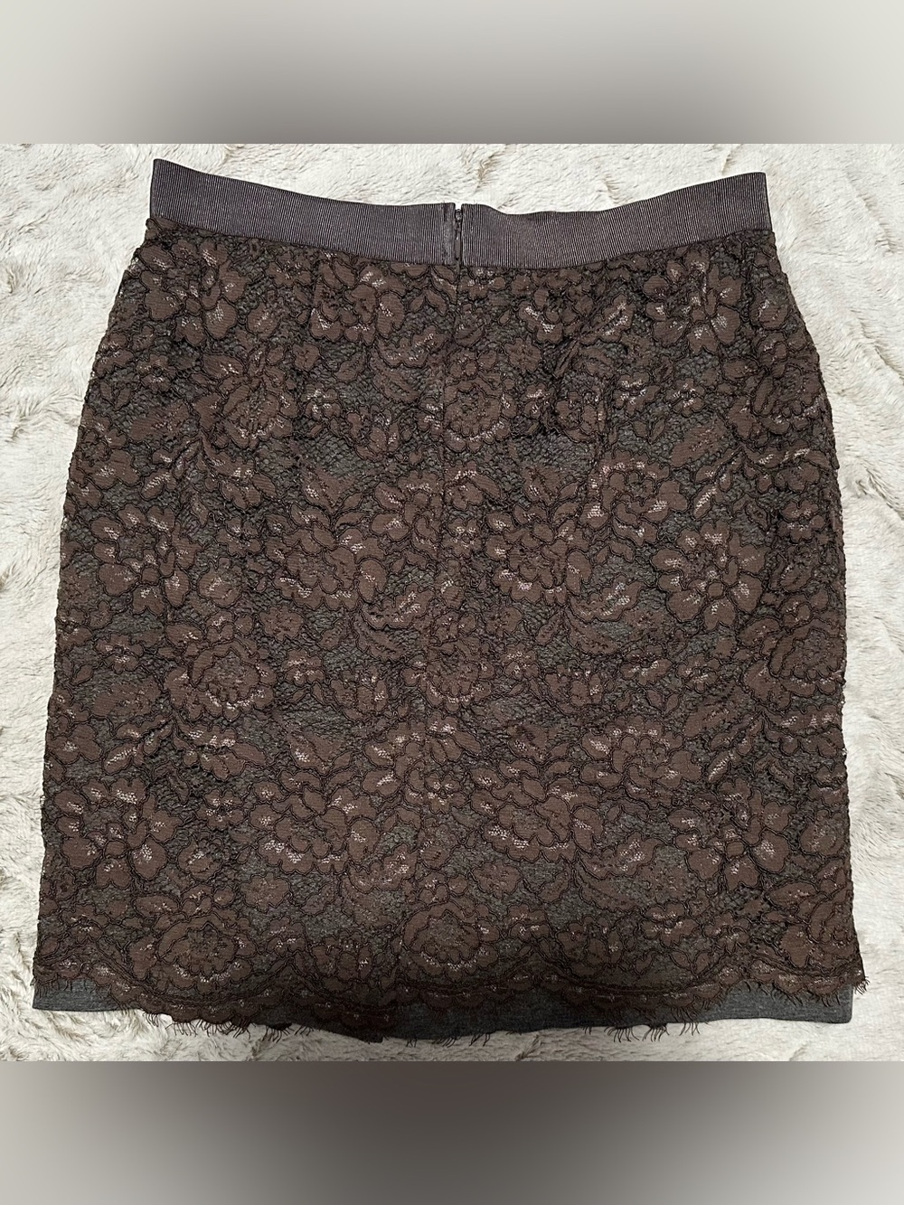 Ann Taylor Loft Women's Brown And Gray Lace Pencil Skirt Size 10 - Picture 9 of 10